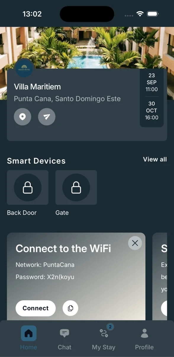 Villa Maritiem — branded guest app, #1C6E8C accent
